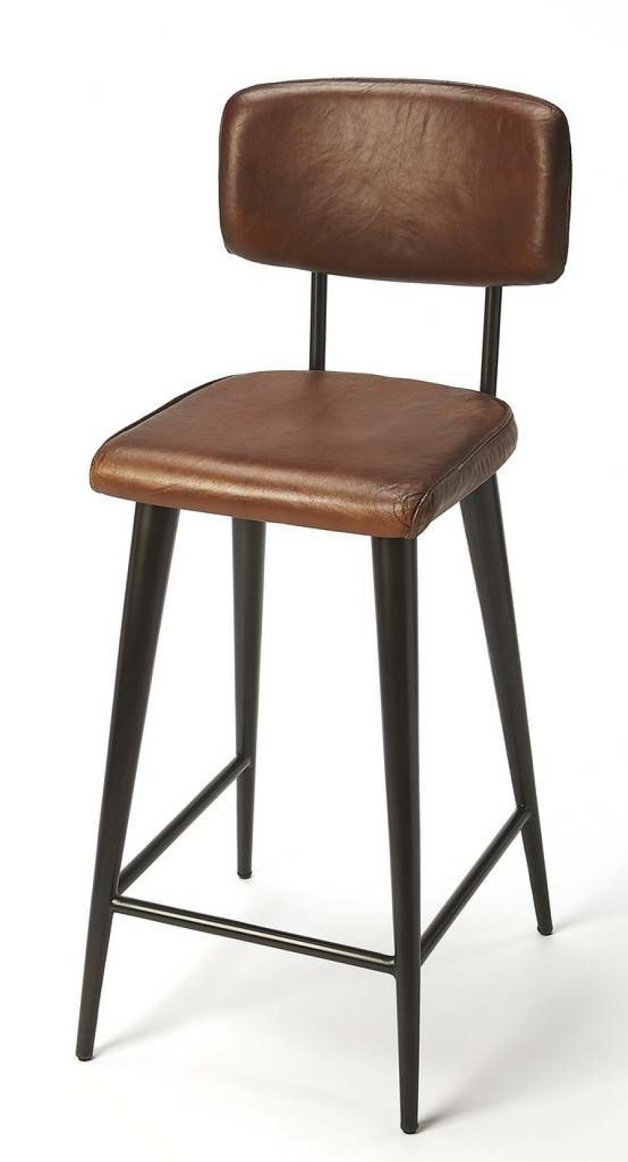 Barstools * | Limited Edition Saddle Counter Stool In Brown Leather Butler Specialty 5378344