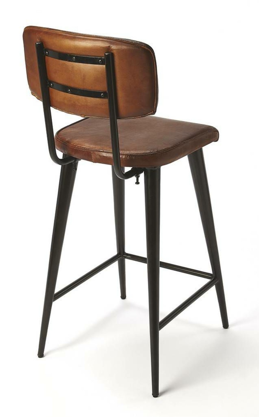 Barstools * | Limited Edition Saddle Counter Stool In Brown Leather Butler Specialty 5378344