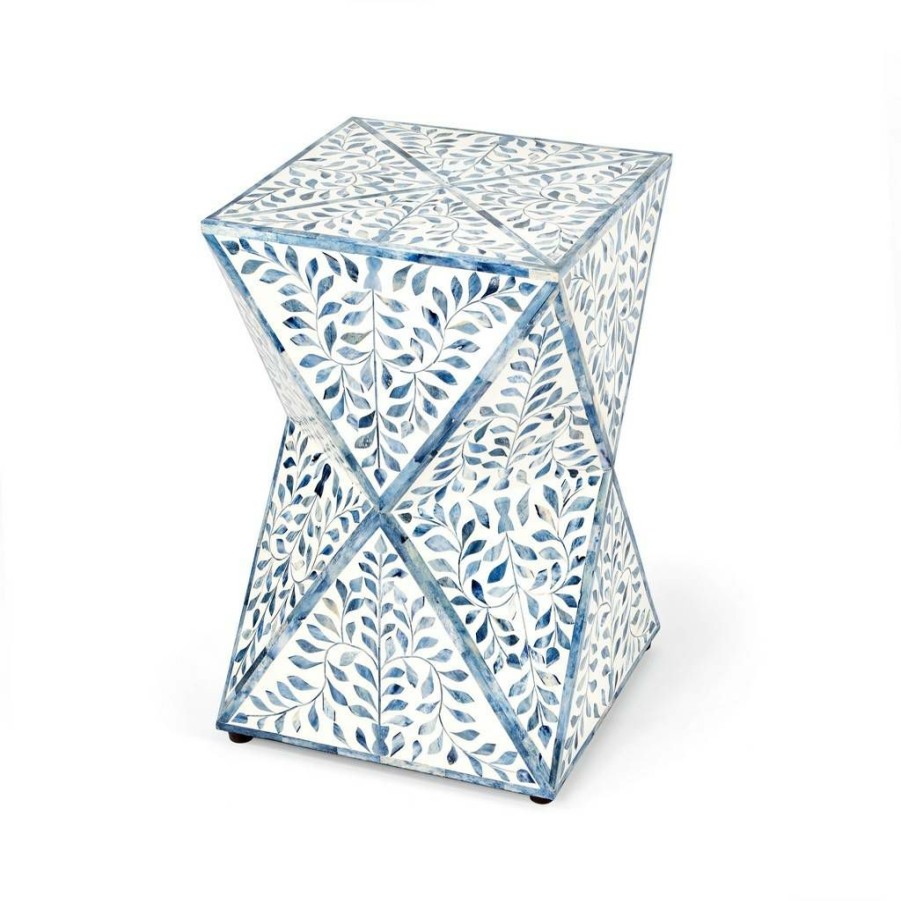 End & Side Tables * | Shoping Butler Anais White And Blue Bone Inlay End Table Butler Specialty 5510417