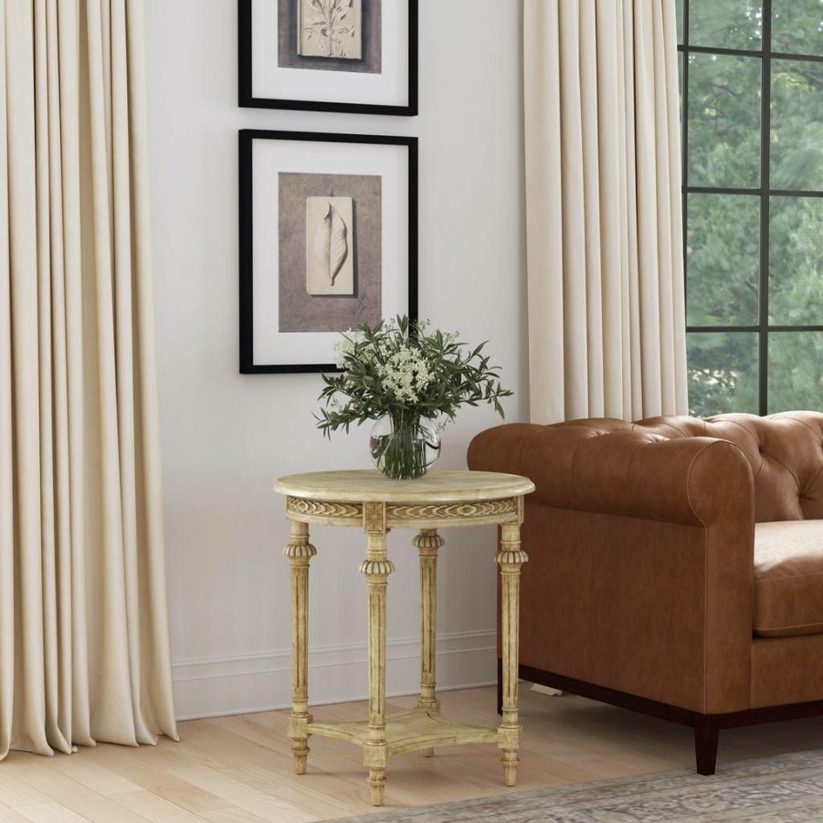 End & Side Tables * | Excellent Hellinger Round End Table, Beige Butler Specialty 6162424