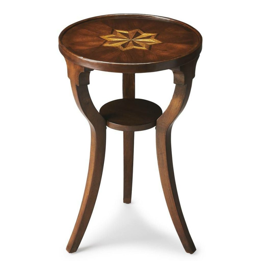 End & Side Tables * | Online Plantation Cherry Round Accent Table Butler Specialty 1328024