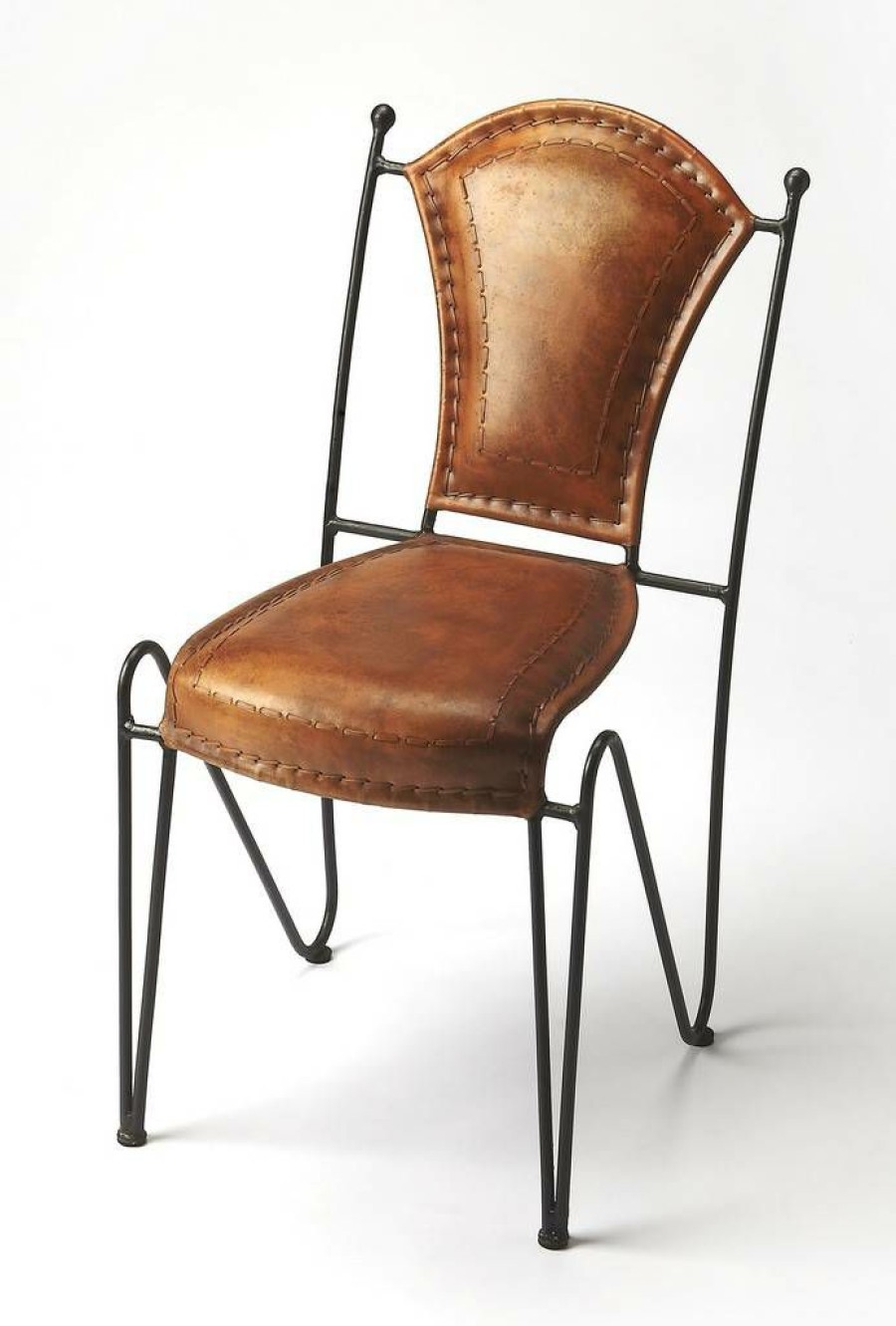 Chairs & Recliners * | Latest Butler Coriander Iron & Leather Side Chair Butler Specialty 6182344