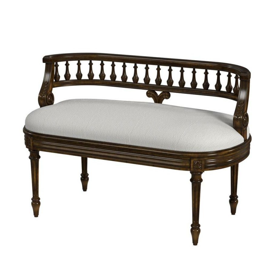 Benches * | Sales Hathaway 37 Upholstered Bench, Antique Cherry Butler Specialty 2625011