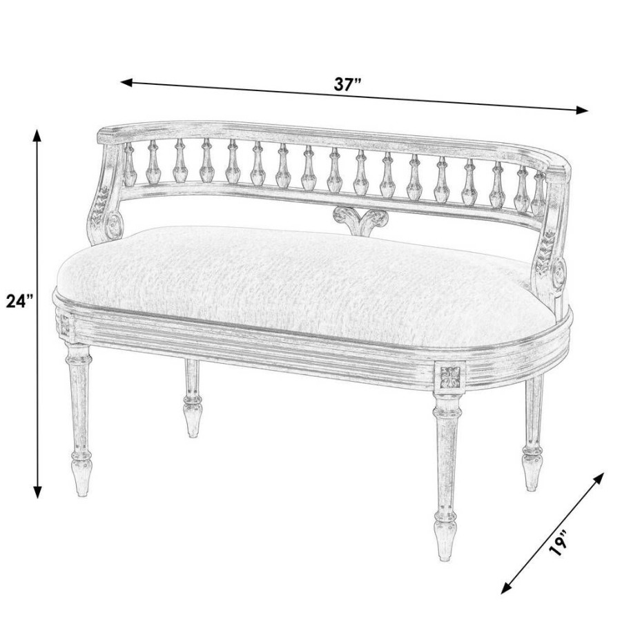 Benches * | Sales Hathaway 37 Upholstered Bench, Antique Cherry Butler Specialty 2625011