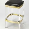 Barstools * | Shop New Jordan Counter Stool In Acrylic & Black Leather Butler Specialty 5322034