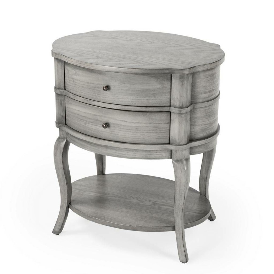 End & Side Tables * | Shoping Butler Jarvis Gray Oval Side Table Butler Specialty 515418