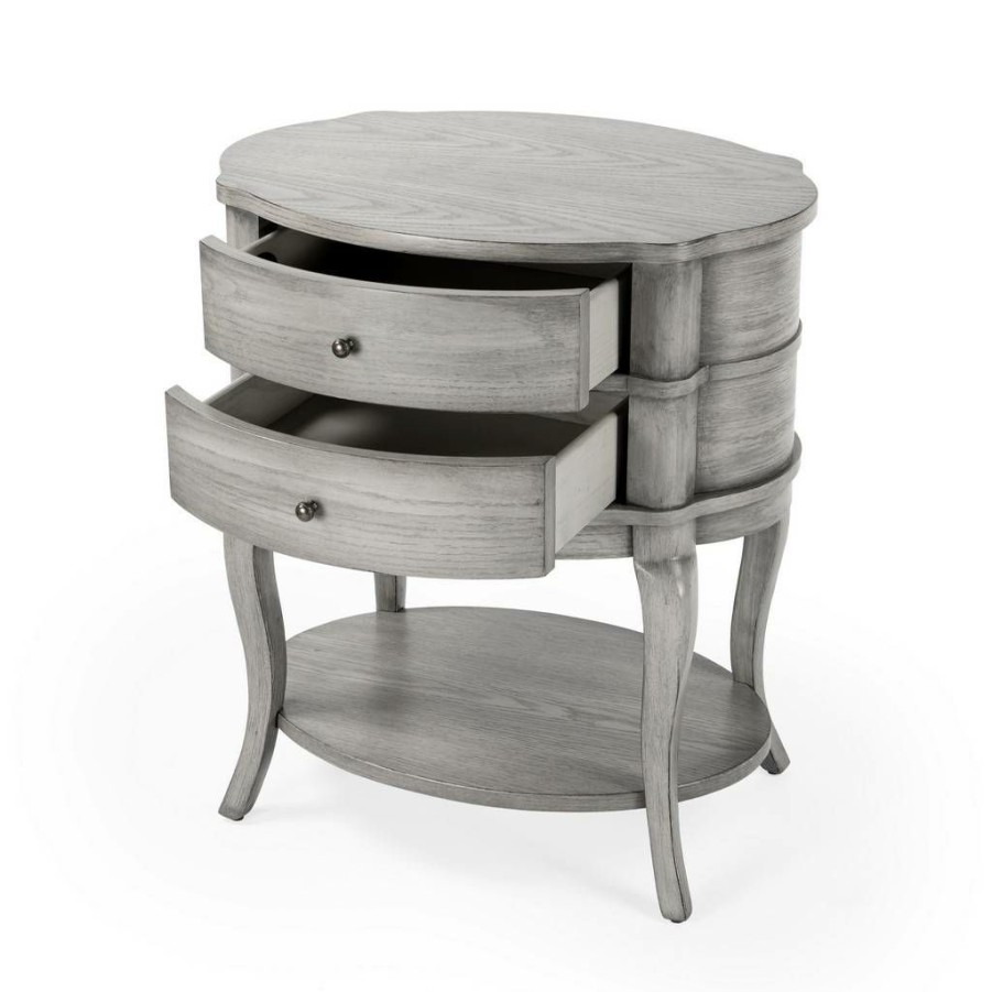 End & Side Tables * | Shoping Butler Jarvis Gray Oval Side Table Butler Specialty 515418