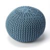 Benches * | Online Pincushion Blue Woven Pouffe Butler Specialty 3689291