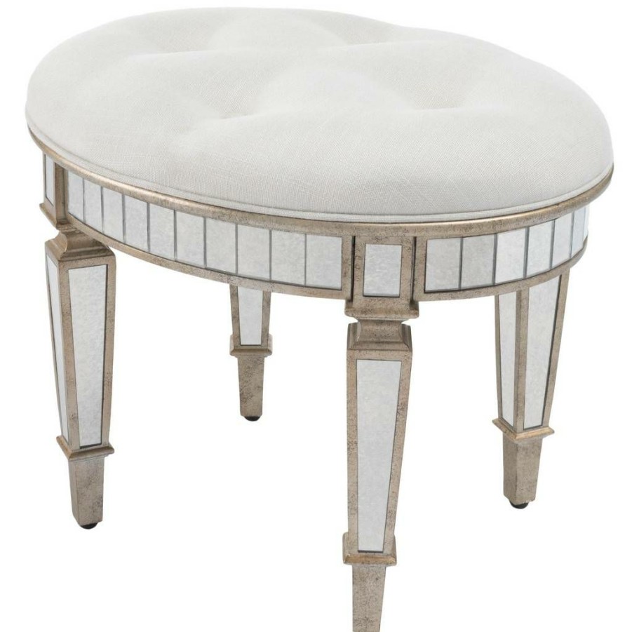 Benches * | Shoping Garbo Mirrored Vanity Stool Butler Specialty 3630146