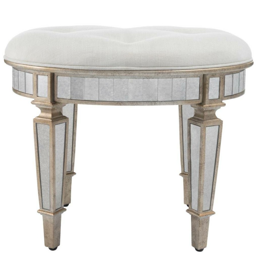 Benches * | Shoping Garbo Mirrored Vanity Stool Butler Specialty 3630146