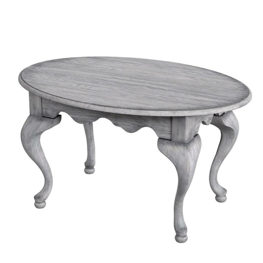 Coffee Tables * | Popular Grace Oval Powder Gray 4 Legs Coffee Table Butler Specialty 3012418