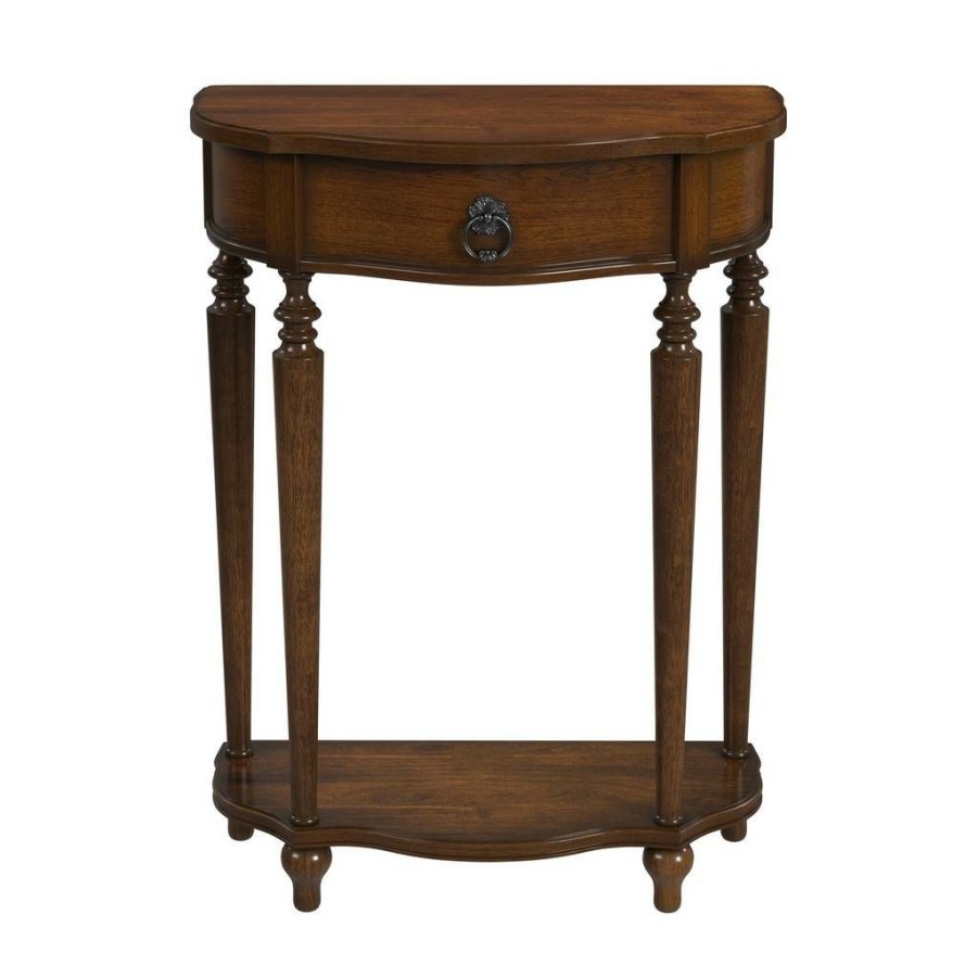 Console & Sofa Tables * | Wholesale Ashby Demilune Antique Cherry Console Table With Storage Butler Specialty 2101011