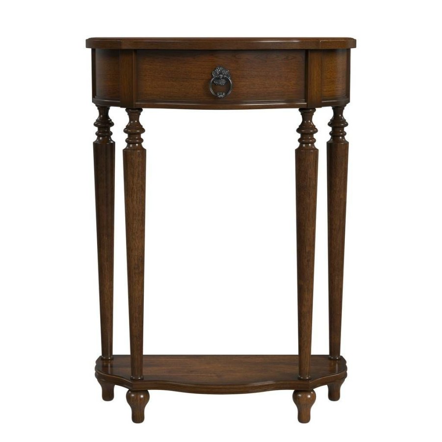 Console & Sofa Tables * | Wholesale Ashby Demilune Antique Cherry Console Table With Storage Butler Specialty 2101011