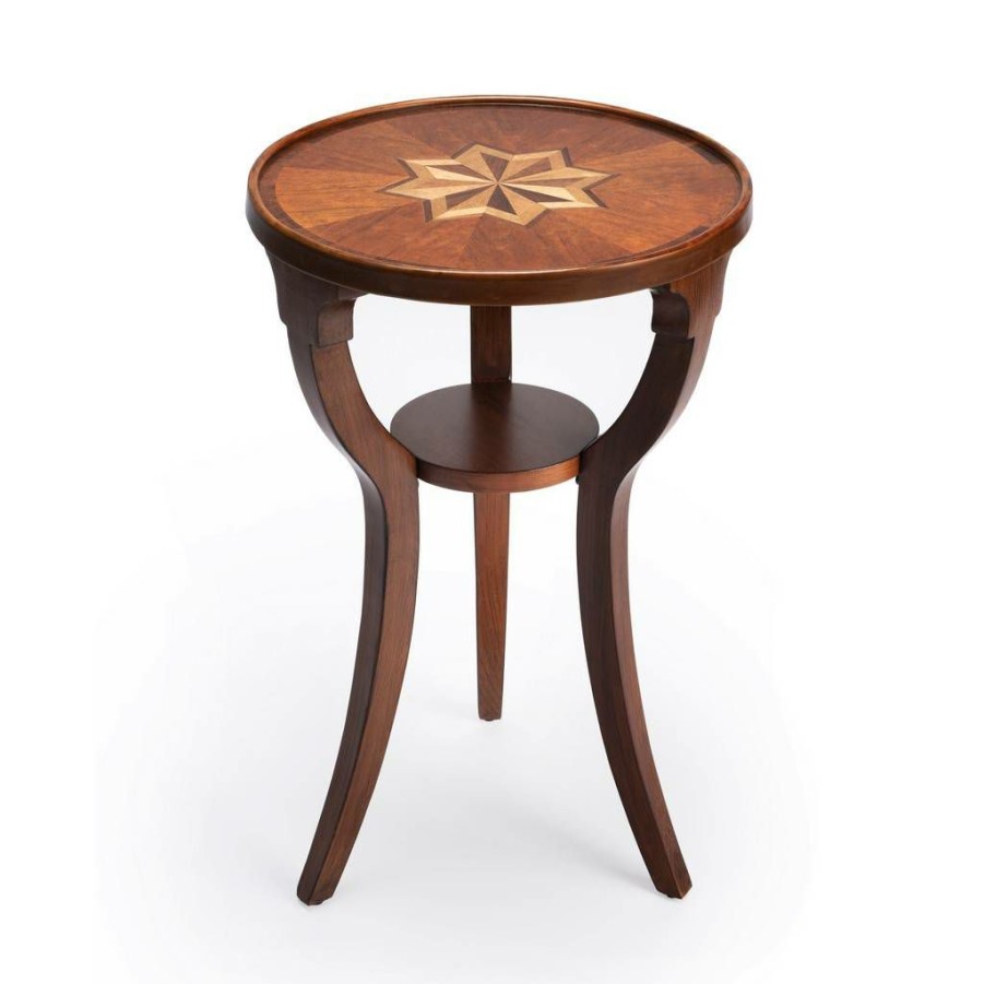 End & Side Tables * | Quick Delivery Olive Ash Burl Round Accent Table Butler Specialty 1328101