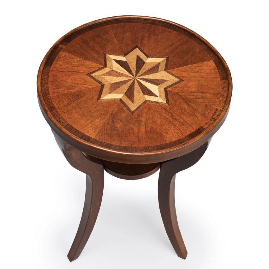 End & Side Tables * | Quick Delivery Olive Ash Burl Round Accent Table Butler Specialty 1328101