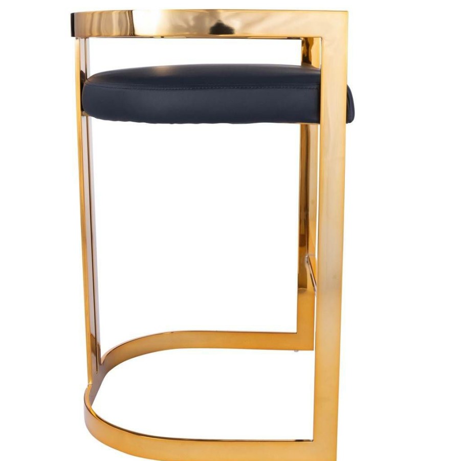 Barstools * | Shoping Clarence Counter Stool In Gold & Black Faux Leather Butler Specialty 5377034