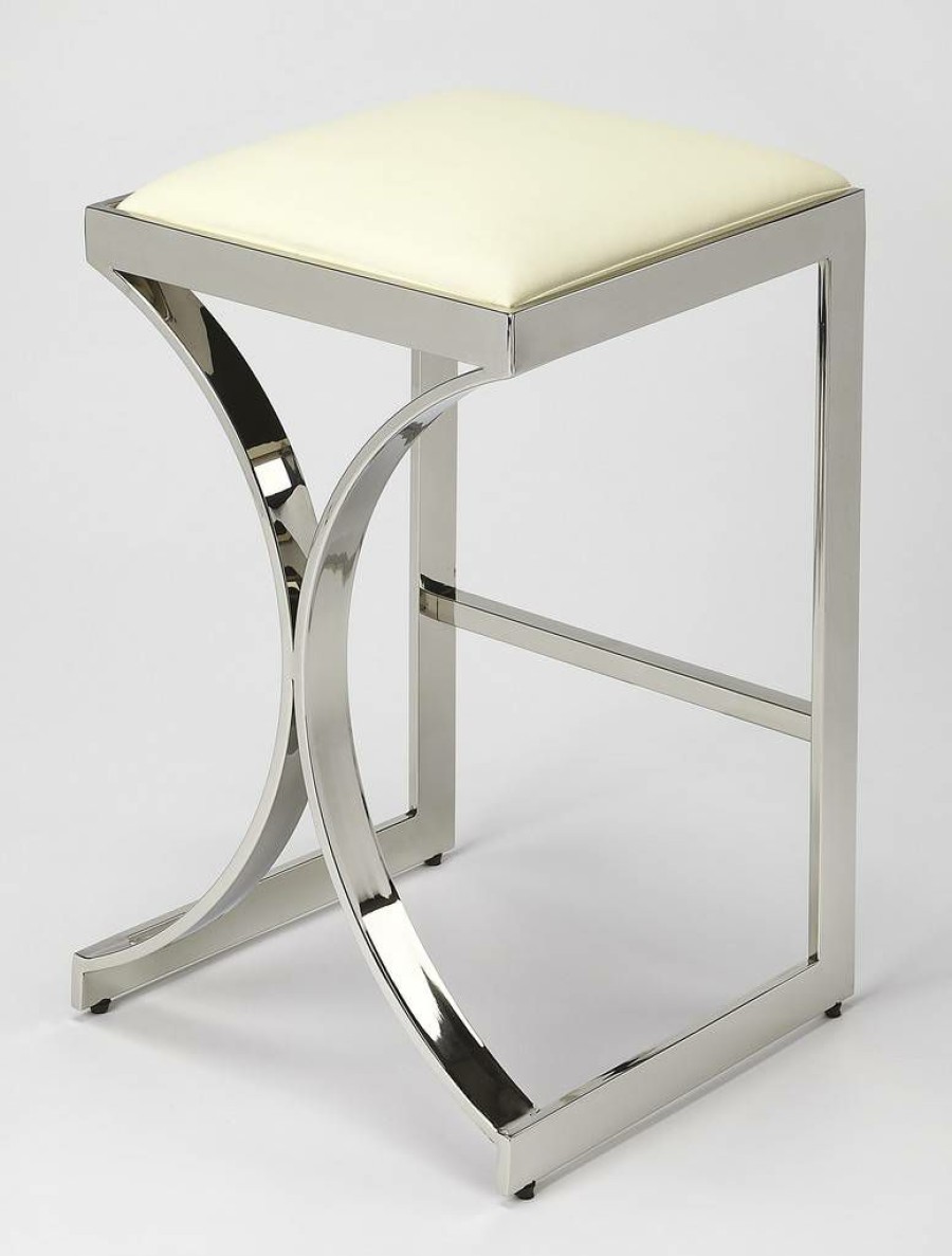 Barstools * | Shop New Natalya Counter Stool In Silver Butler Specialty 4463220