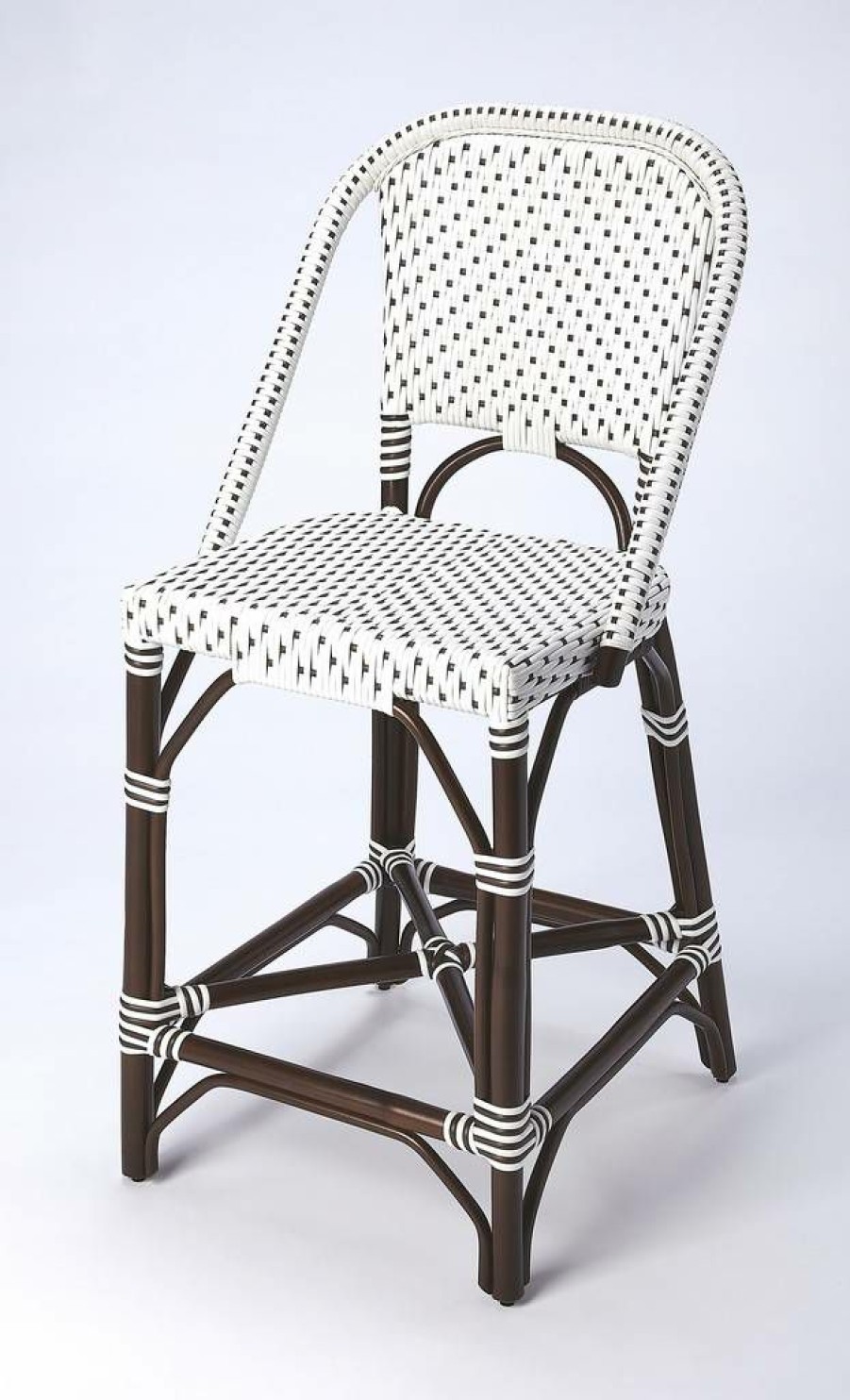 Barstools * | Shoping Solstice Counter Stool In White & Chocolate Rattan Butler Specialty 5399354