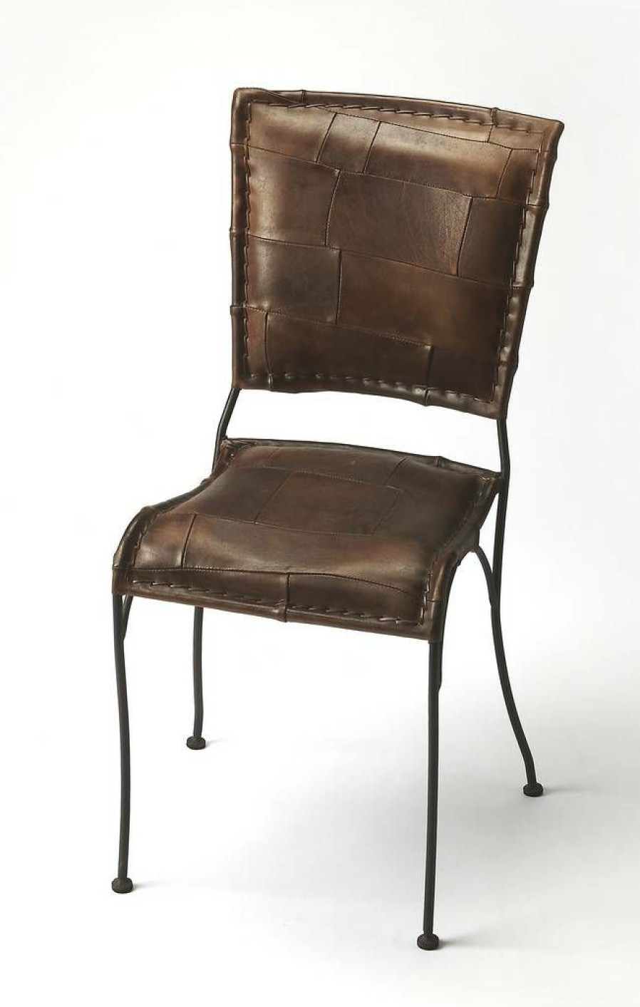 Chairs & Recliners * | Clearance Sale Butler Maverick Iron & Leather Side Chair Butler Specialty 6183344