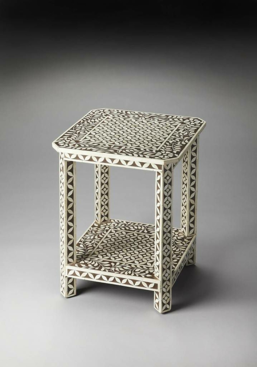 End & Side Tables * | Hot Selling Amelia Brown Bone Inlay Side Table Butler Specialty 3449326