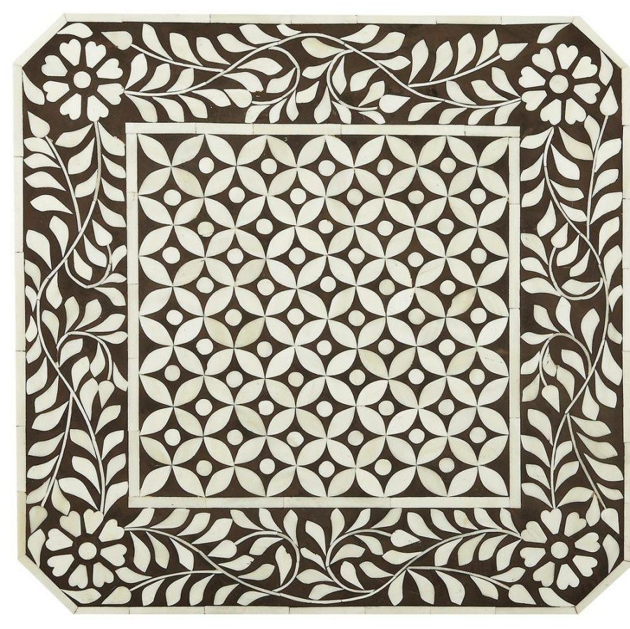 End & Side Tables * | Hot Selling Amelia Brown Bone Inlay Side Table Butler Specialty 3449326