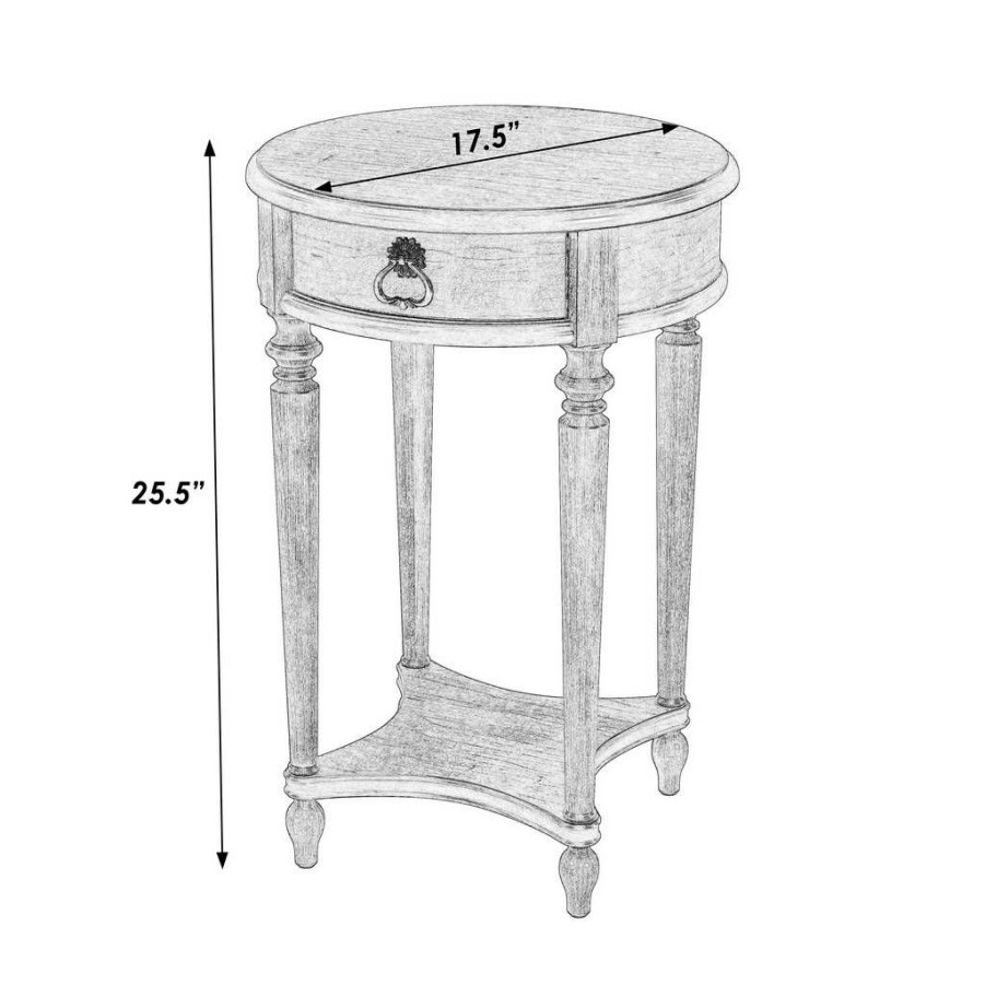 End & Side Tables * | Latest Jules 1-Drawer Round End Table, Antique Cherry, Brown Butler Specialty 2096011