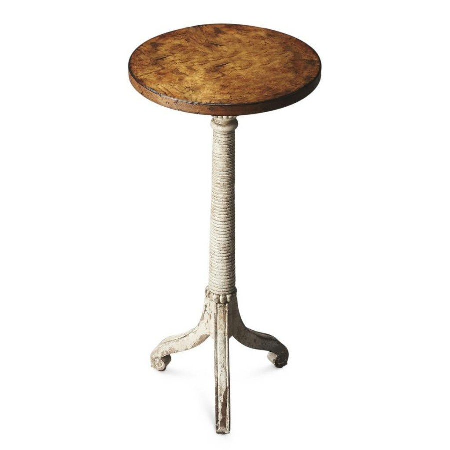 End & Side Tables * | Large Choice Toasted Marshmallow Pedestal Table Butler Specialty 1583259