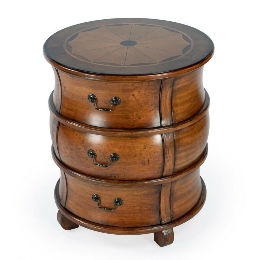 End & Side Tables * | Outlet Butler Bentley Olive Ash Burl Barrel Table Butler Specialty 523101