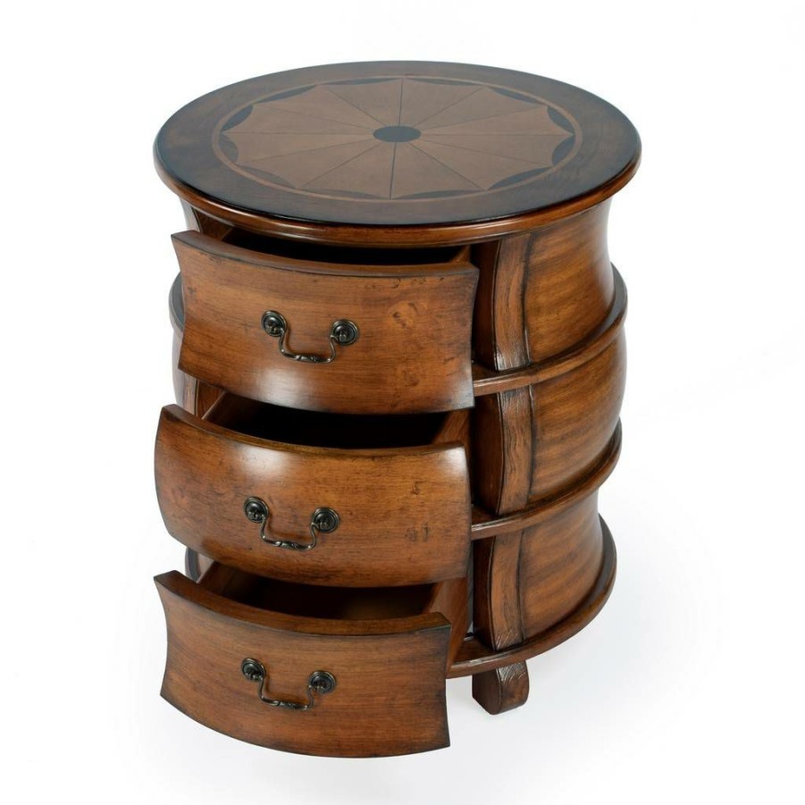 End & Side Tables * | Outlet Butler Bentley Olive Ash Burl Barrel Table Butler Specialty 523101