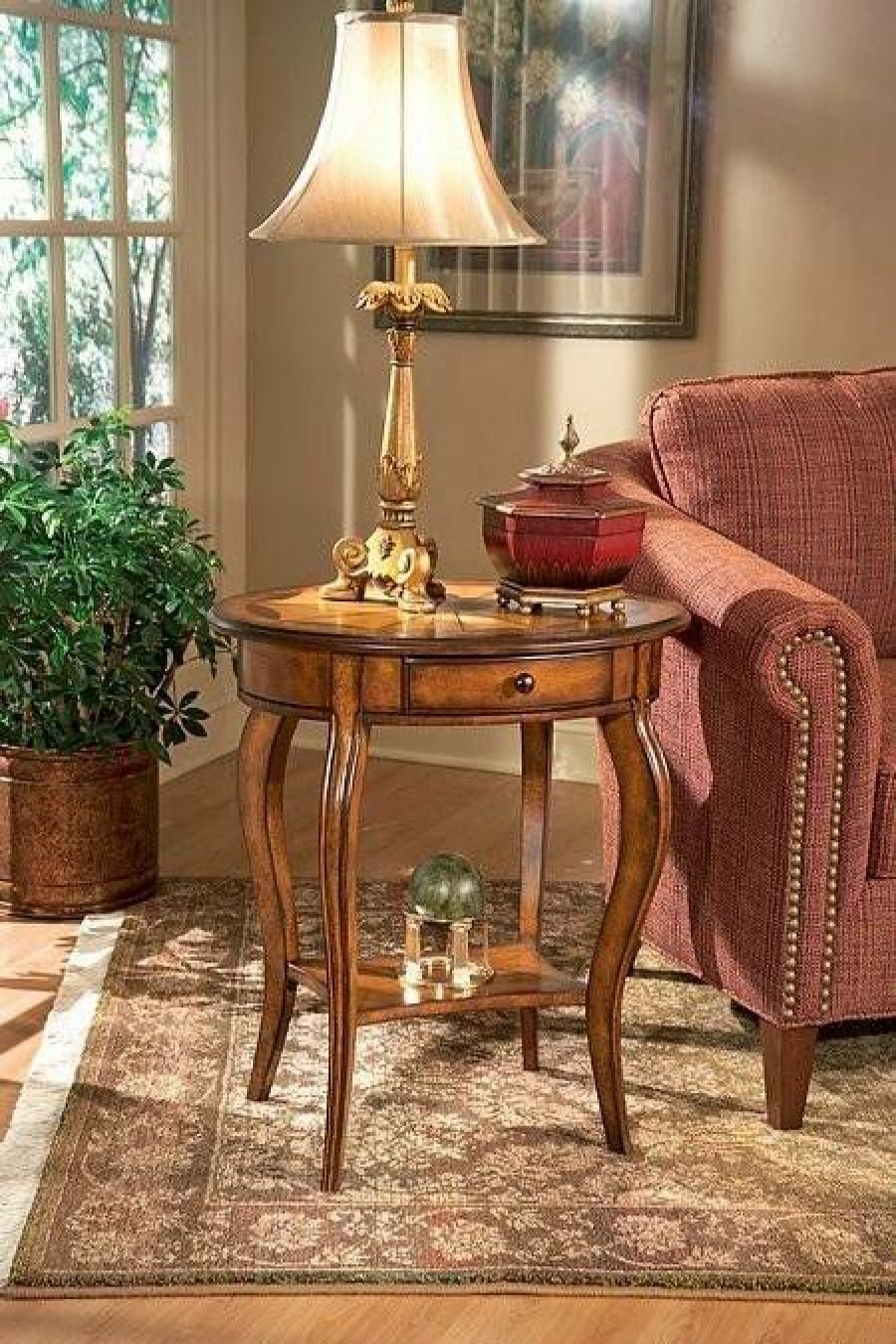 End & Side Tables * | Special Offers Olive Ash Burl Oval Accent Table Butler Specialty 0532101