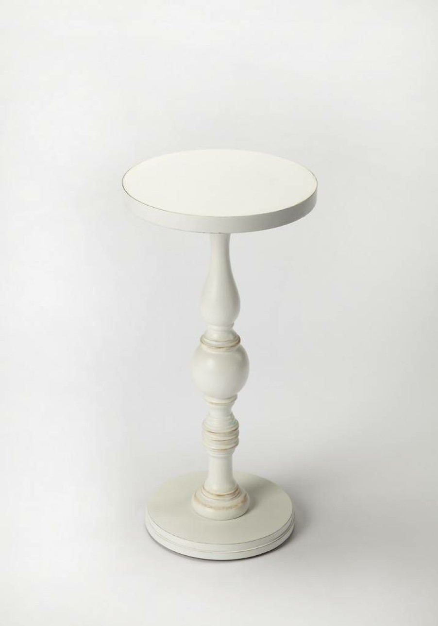 End & Side Tables * | Shoping Camilla Cottage White Pedestal Table Butler-2225222