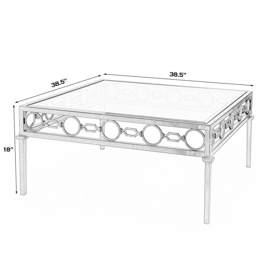 Coffee Tables * | Excellent Southport Iron Upholstered Outdoor Coffee Table, Black Butler Specialty 5663437