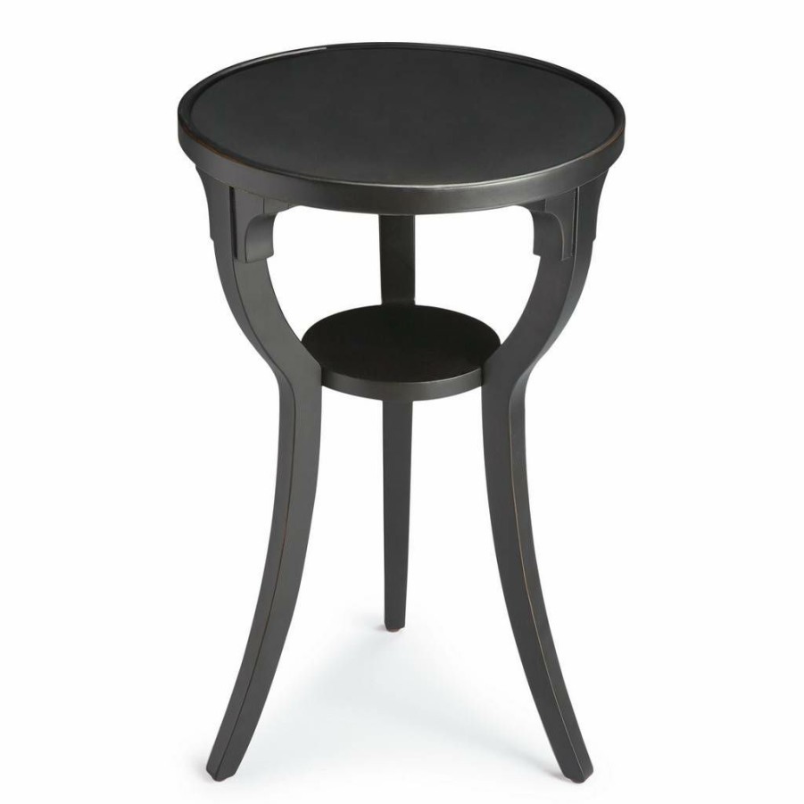 End & Side Tables * | Shoping Black Licorice Round Accent Table Butler Specialty 1328111