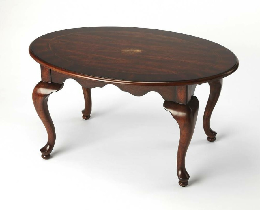 Coffee Tables * | Hot Selling Plantation Cherry Oval Cocktail Table Butler Specialty 3012024