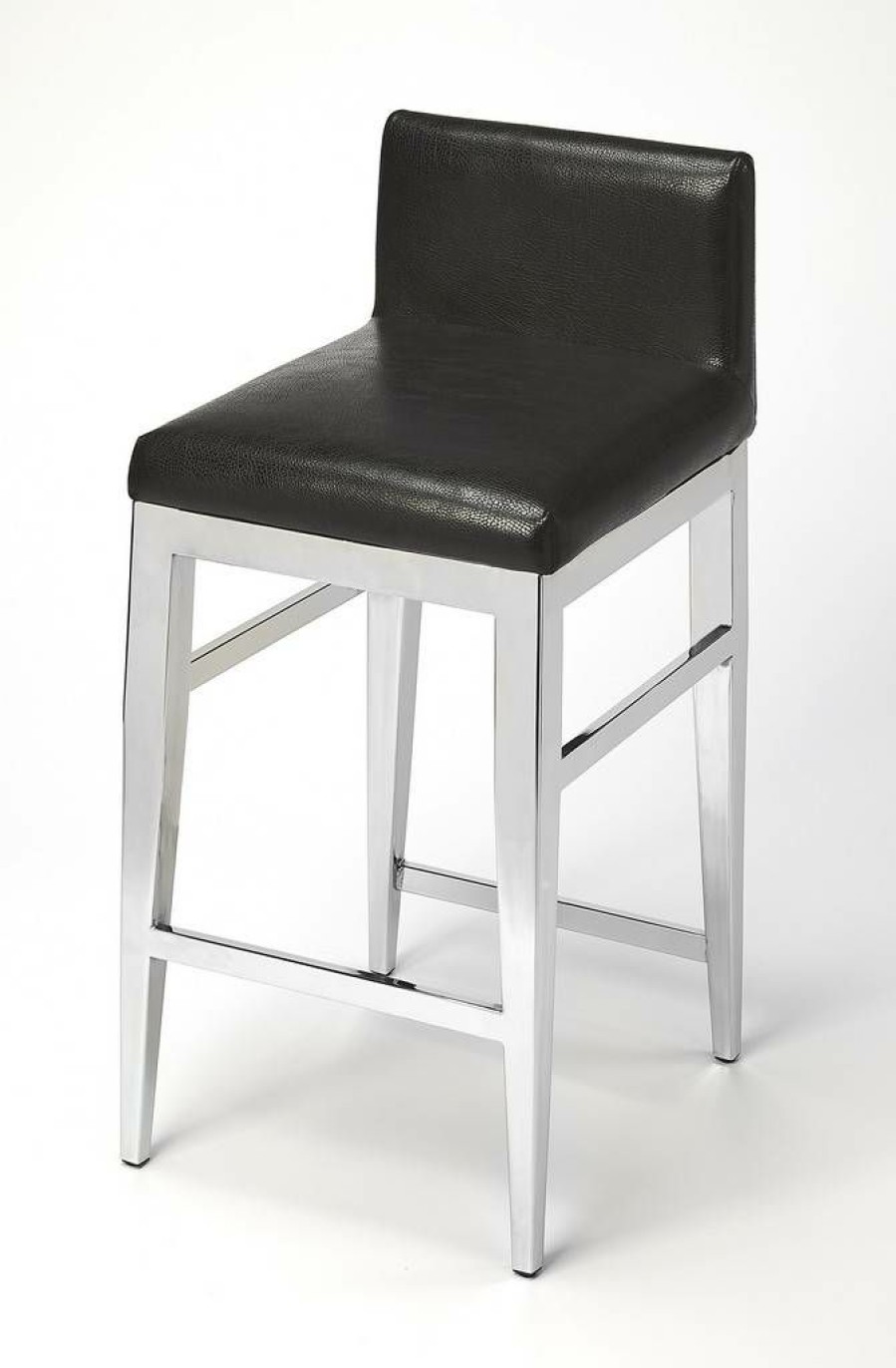 Barstools * | Online Discount Kelsey Counter Stool In Stainless Steel Faux Leather Butler Specialty 5324034