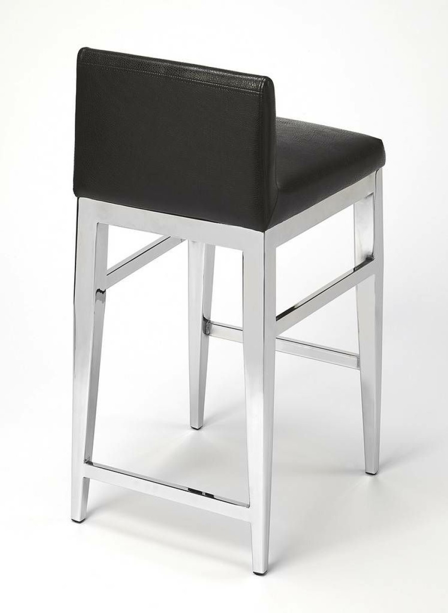 Barstools * | Online Discount Kelsey Counter Stool In Stainless Steel Faux Leather Butler Specialty 5324034