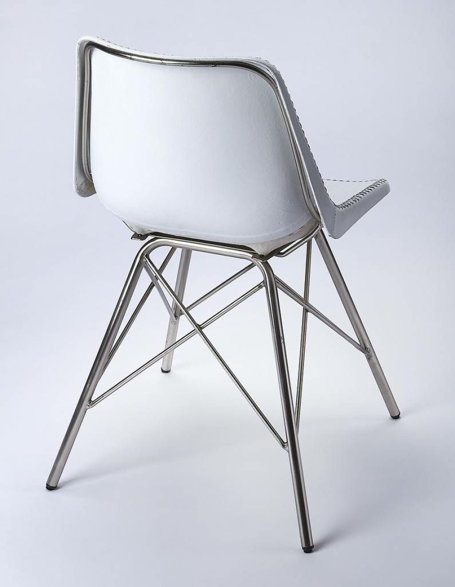 Chairs & Recliners * | Wholesale Inland White Leather Side Chair Butler Specialty 3673411