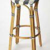 Barstools * | Cheap Online Tobias Bar Stool In Blue & White Rattan Butler Specialty 9370291