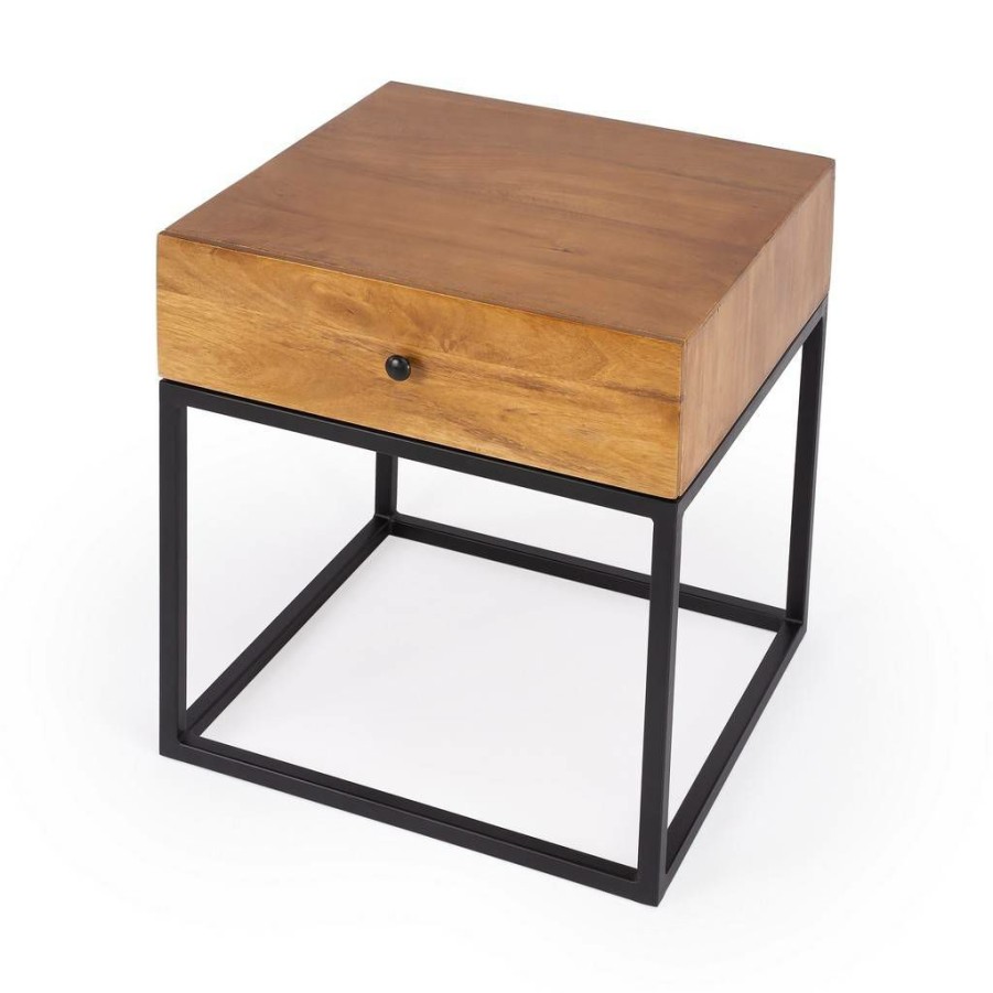 End & Side Tables * | Featured Brixton Iron & Wood End Table Butler-3898330