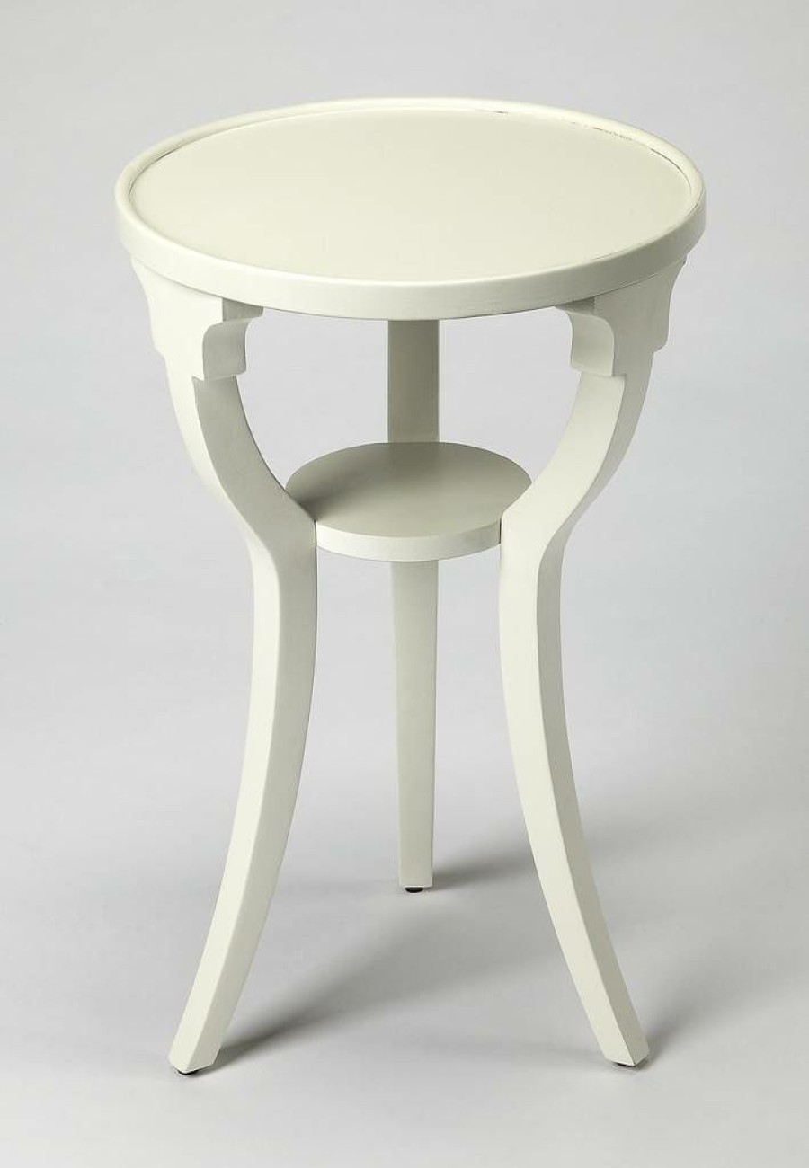 End & Side Tables * | Cheap Online Cottage White Round Accent Table Butler Specialty 1328222