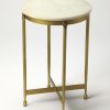 End & Side Tables * | Sales Claypool White Marble End Table Butler-9351025