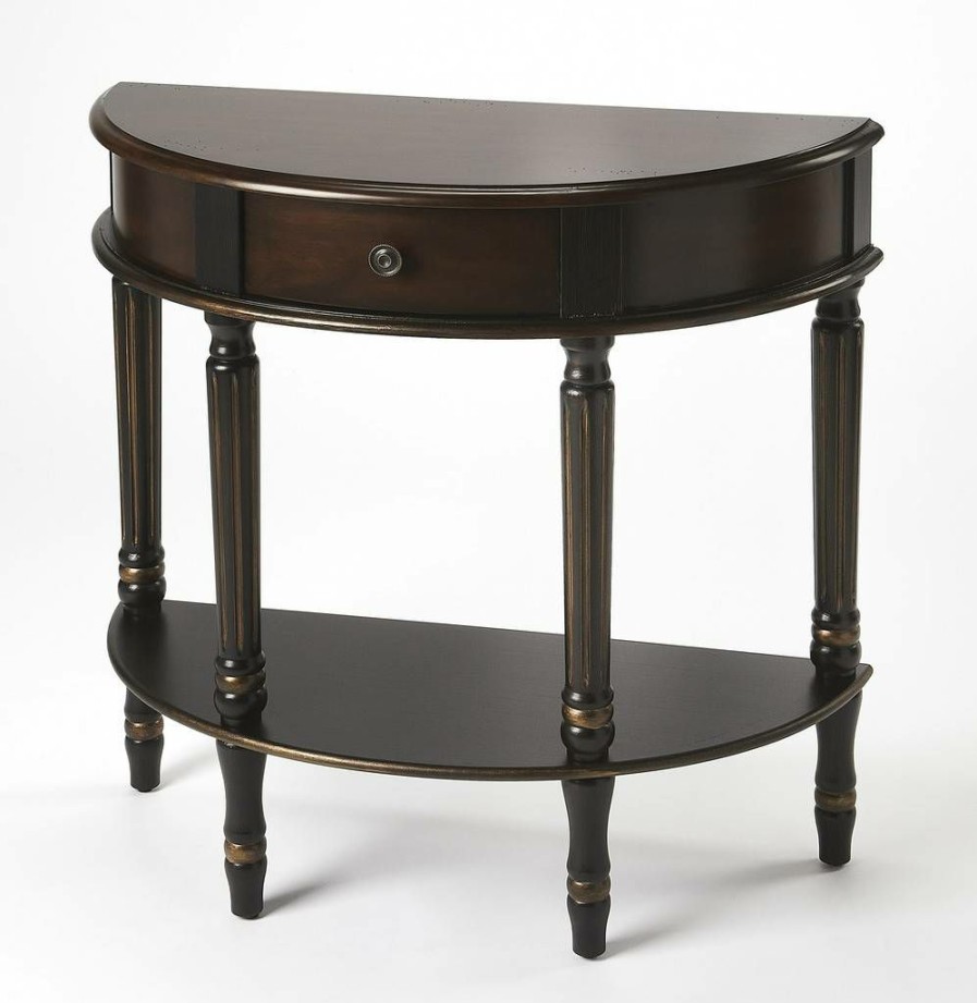 Console & Sofa Tables * | Online Mozart Cafe Noir Demilune Console Table Butler Specialty 667104