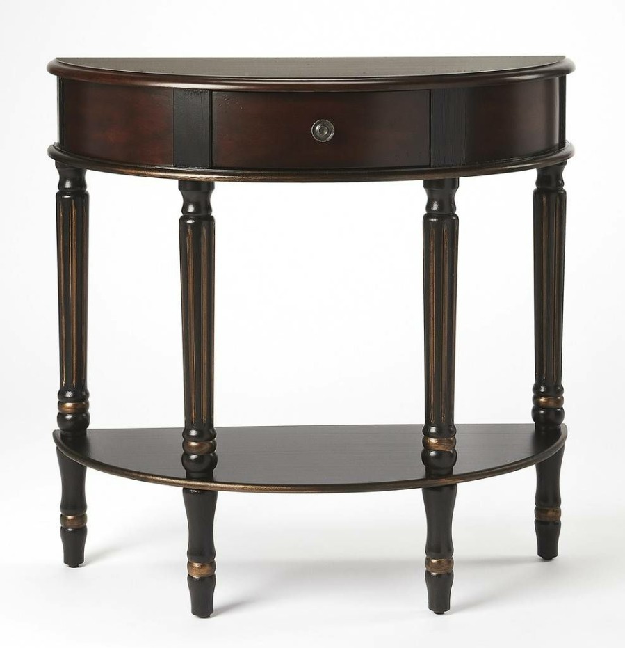 Console & Sofa Tables * | Online Mozart Cafe Noir Demilune Console Table Butler Specialty 667104