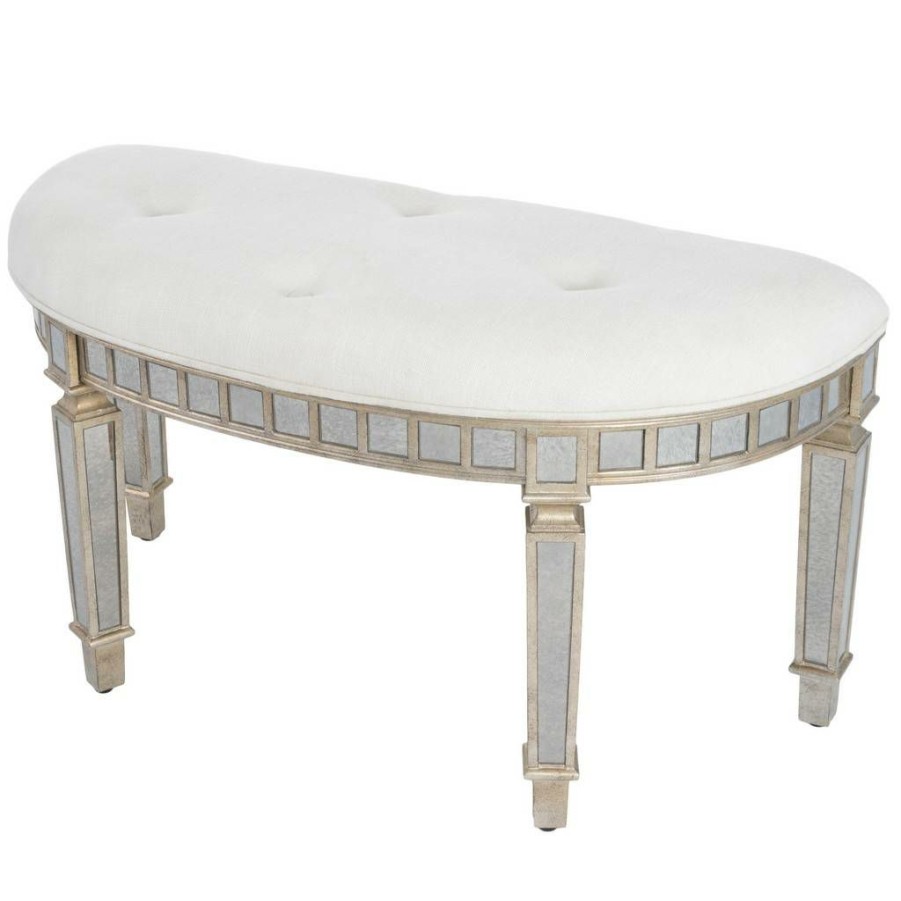 Benches * | Online Store Garbo Mirrored Demilune Bench Butler Specialty 3636146