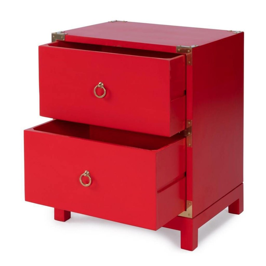 End & Side Tables * | Cheap Online Ardennes Red Campaign Chairside Chest Butler Specialty 3852293