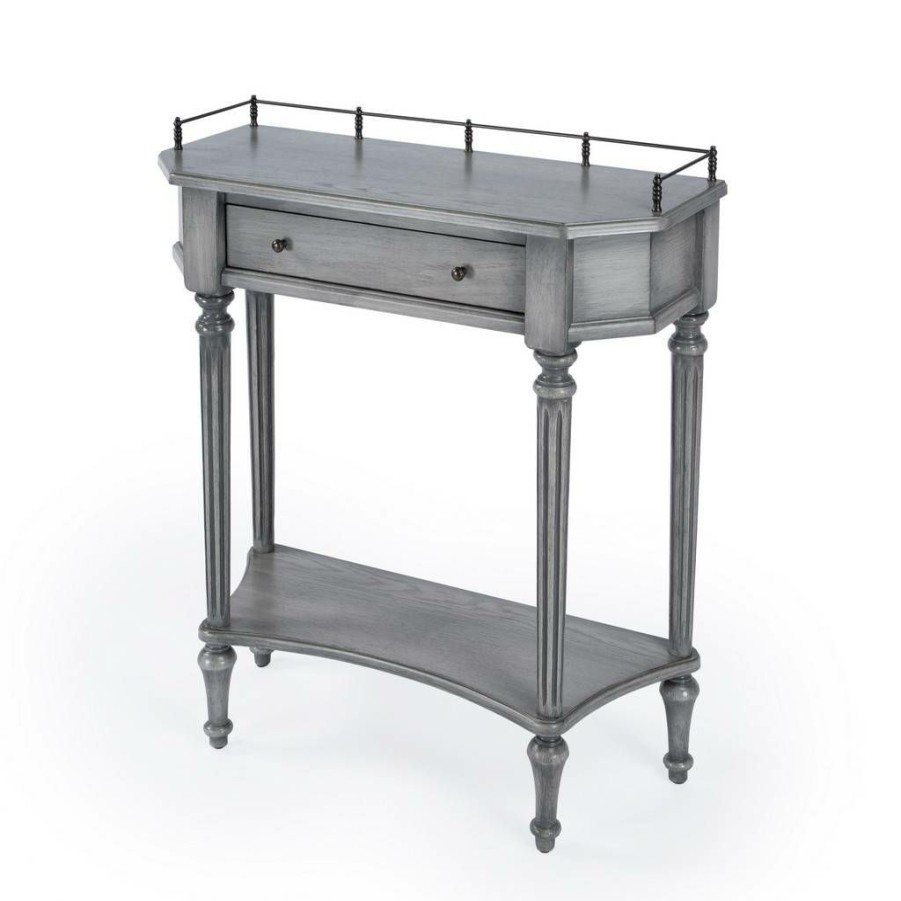 Console & Sofa Tables * | Fire Sale Charleston Powder Gray Console Table Butler Specialty 883418