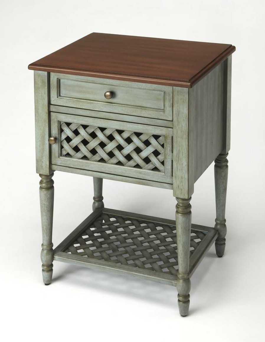 End & Side Tables * | Shoping Chadway Rustic Blue End Table Butler Specialty 9368286