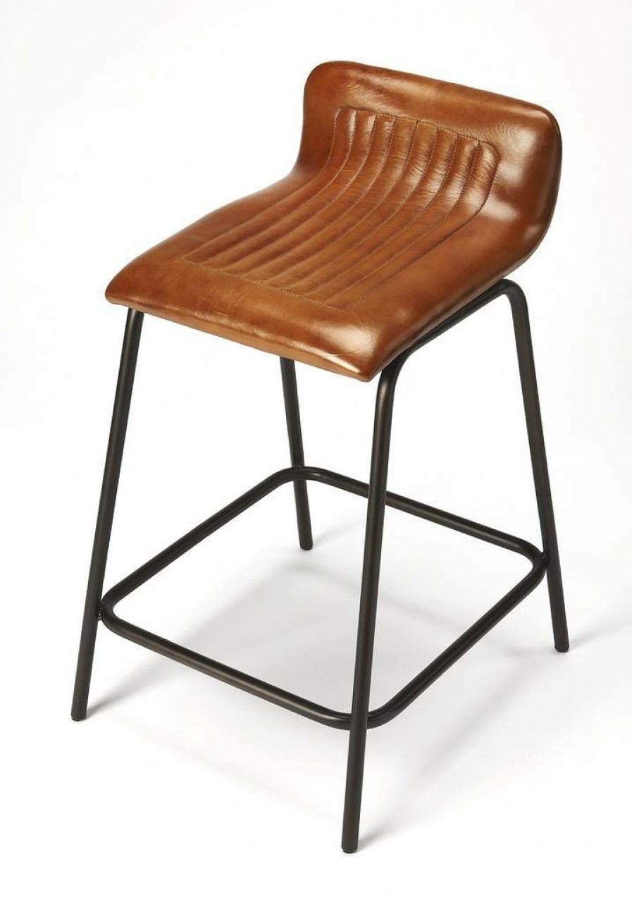 Barstools * | Outlet Ludlow Counter Stool In Leather & Metal Butler Specialty 5283344