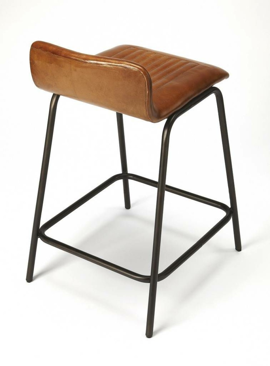 Barstools * | Outlet Ludlow Counter Stool In Leather & Metal Butler Specialty 5283344