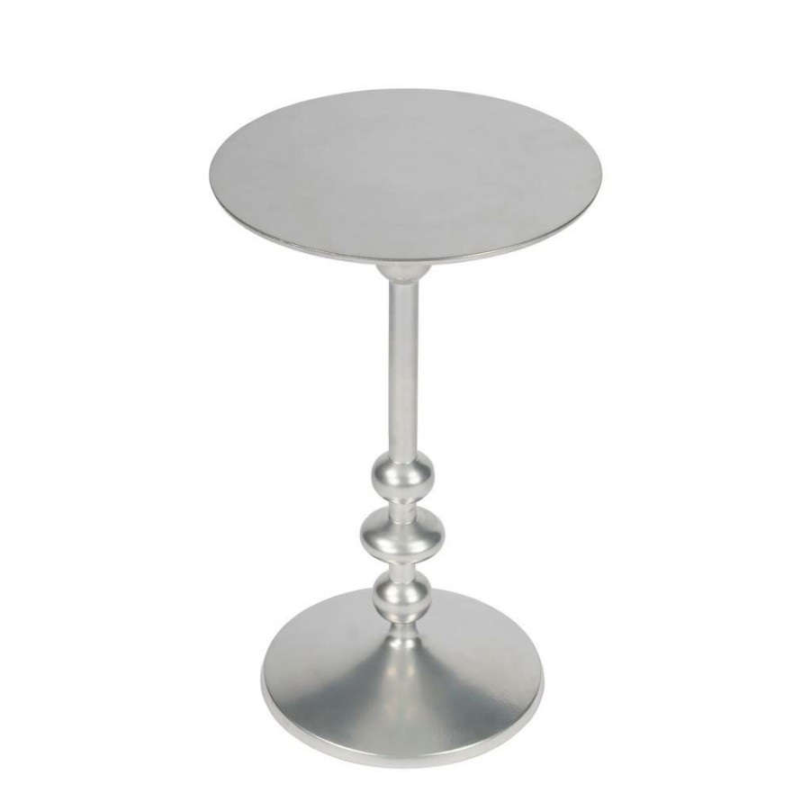 End & Side Tables * | Fire Sale Butler Zora Silver Iron Pedestal End Table Butler Specialty 9340220